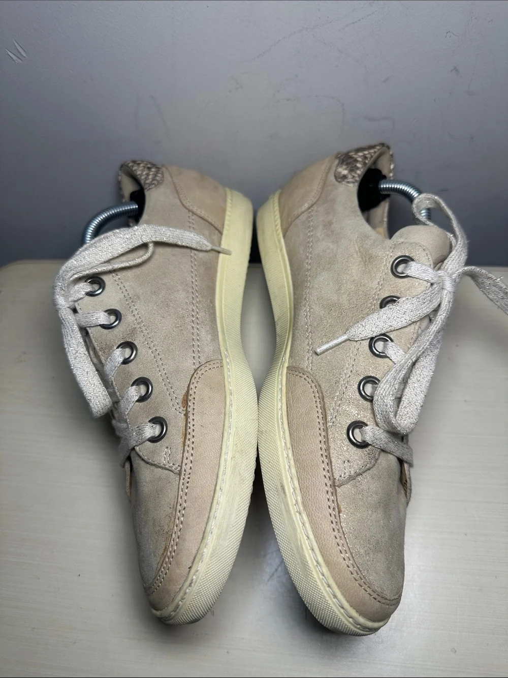 Paul Green Taupe Suede Zip-Accent metallic Women's Sneakers